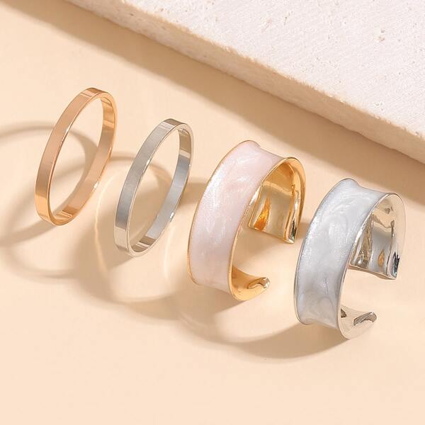 

4pcs Minimalist Cuff Ring, Multicolor