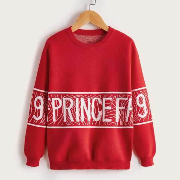 

Boys Letter Graphic Sweater, Red