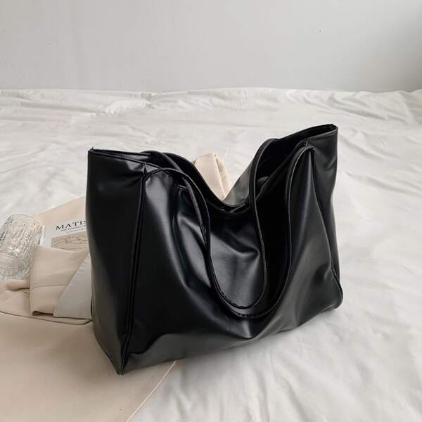 

Minimalist Shoulder Tote Bag, Black