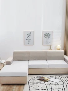 1 件高弹力牛奶丝沙发垫套，纯色适合所有季节现代简约沙发垫，防尘，防污，可机洗，适用于客厅、卧室、书房 - 白色 - 查看 7
