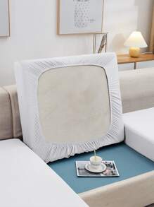 1 件高弹力牛奶丝沙发垫套，纯色适合所有季节现代简约沙发垫，防尘，防污，可机洗，适用于客厅、卧室、书房 - 白色 - 查看 8