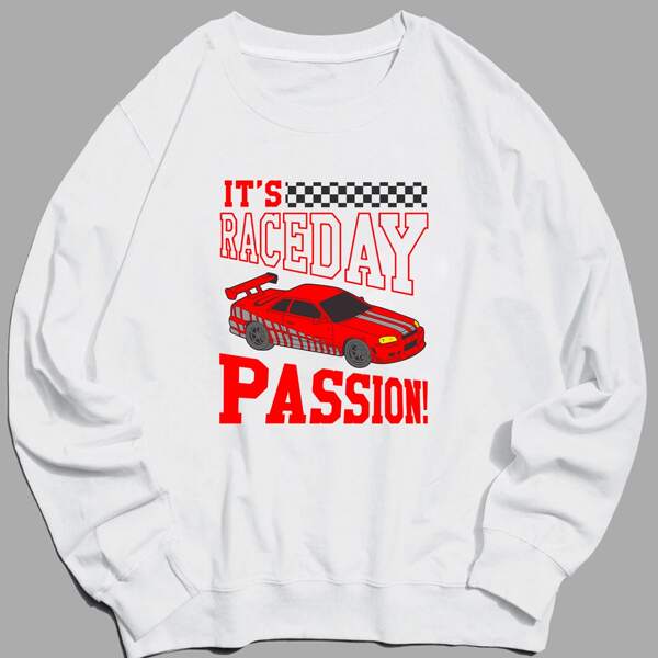 

Guys Car Letter Graphic Sweatshirt, White