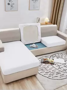 1 件高弹力牛奶丝沙发垫套，纯色适合所有季节现代简约沙发垫，防尘，防污，可机洗，适用于客厅、卧室、书房 - 白色 - 查看 9