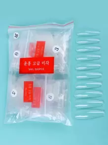 Elevate Your Style with 500pcs bagged transparent long ballet resin extended full coverage fake nails is suitable for women and girls - Clear - View 1
