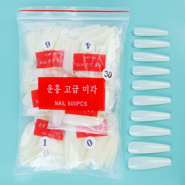 

500pcs Simple Fake Nail, Beige