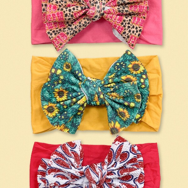 

3pcs Baby Bow Knot Decor Headband, Multicolor