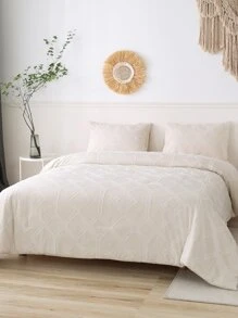 Geometric Tufted Bedspread Set - Beige - View 1