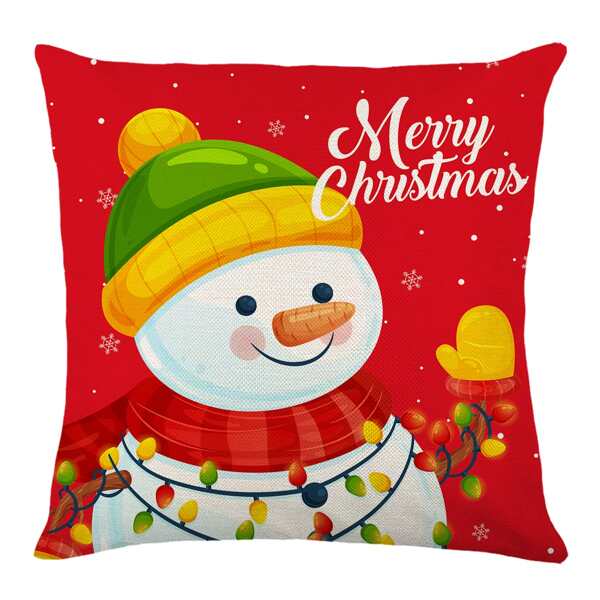 

Christmas Snowman Print Outdoor Waterproof Cushion Cover Without Filler, Multicolor