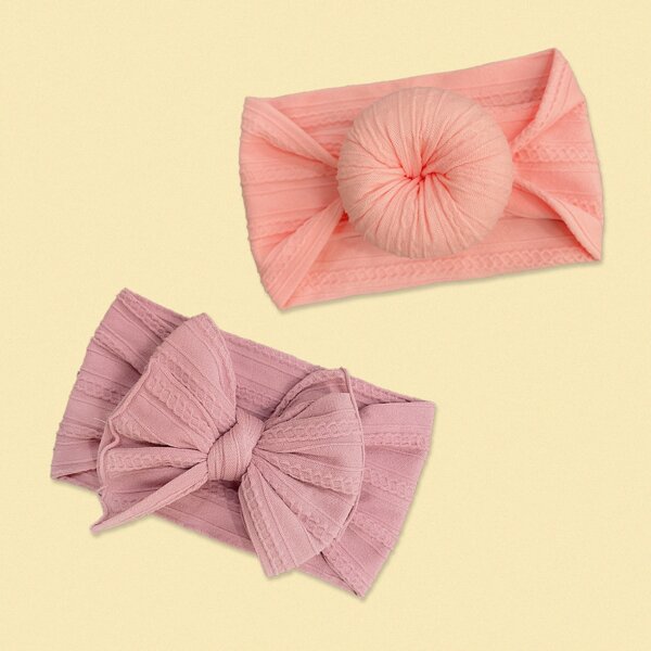 

2pcs Baby Bow Knot Decor Headband, Multicolor