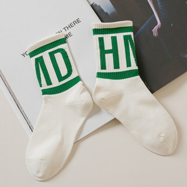 

Letter Graphic Crew Socks, Multicolor