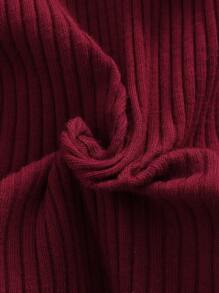 SHEIN Baby Girl Ruffle Trim Fake Button Bow Jumpsuit & Headband - Maroon - View 4