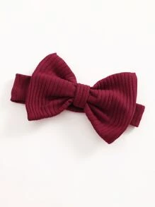 SHEIN Baby Girl Ruffle Trim Fake Button Bow Jumpsuit & Headband - Maroon - View 5