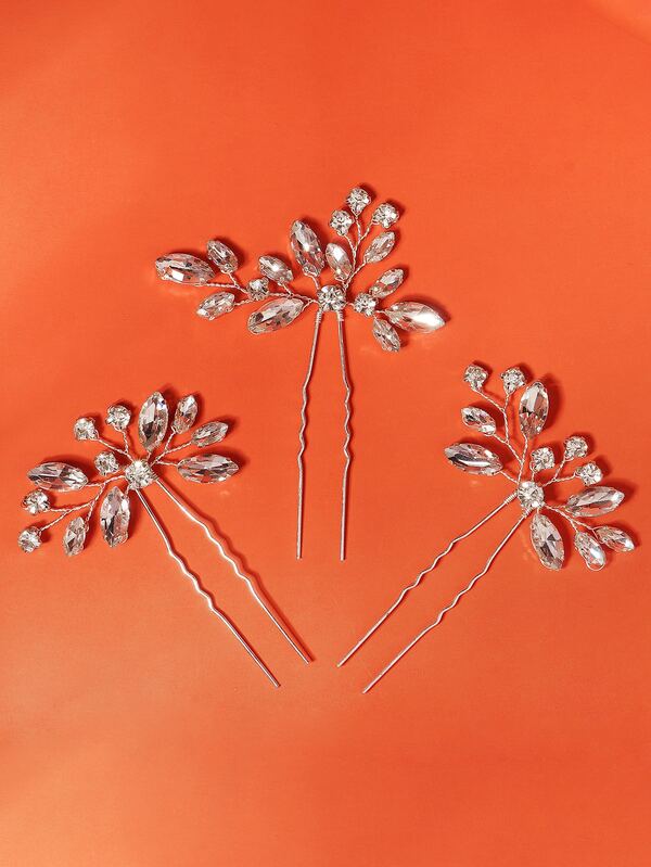 3件套新娘盘发发夹套装，镶钻编织新娘发饰，情人节配饰，婚礼发饰