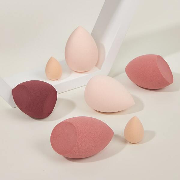 

7pcs Makeup Sponge Set & 1pc Storage Box, Multicolor