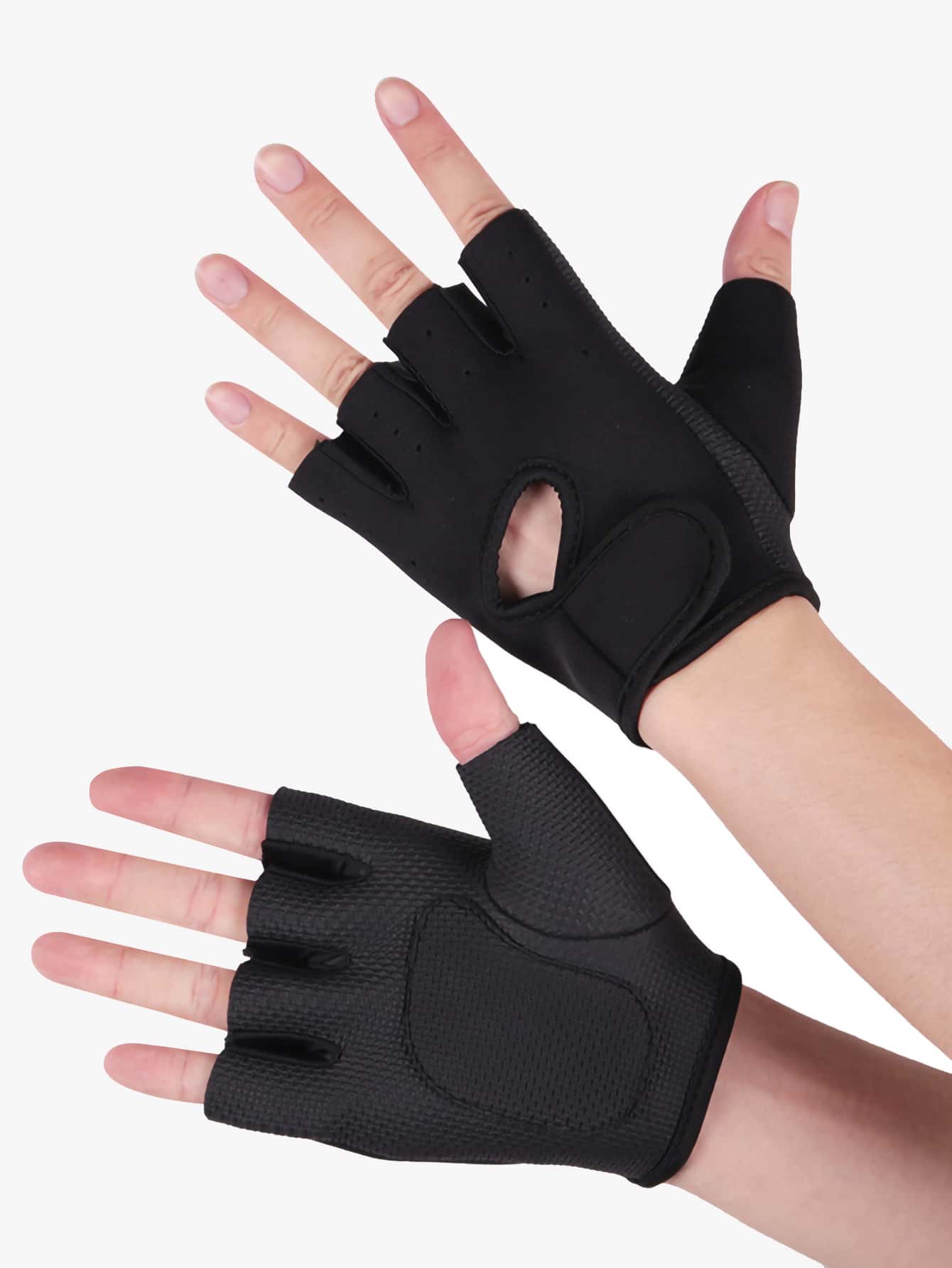 1 par de guantes deportivos de neopreno antideslizantes para levantamiento de pesas y entrenamiento físico - Negro - Añade 1