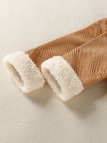 Einzelreihige Cordjacke Für Kleine Mädchen Mit Borg-kragen, Gefüttert Und Mit Klappentaschen
