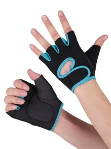 1 par de guantes deportivos de neopreno antideslizantes para levantamiento de pesas y entrenamiento físico - Azul - Ver 2