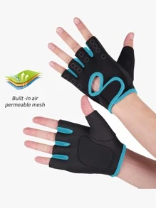 1 par de guantes deportivos de neopreno antideslizantes para levantamiento de pesas y entrenamiento físico - Azul - Ver 5
