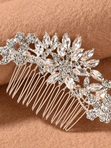 1pc Women's Elegant Alloy Rhinestone Hair Comb, Bridal Headpiece For Wedding, Party, Gathering Valentine's Day Accessories - Silver - View 3