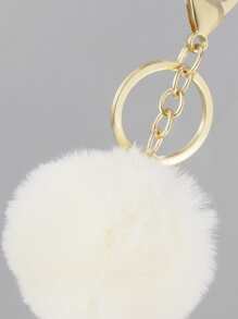 Llavero  con pompones lindo para regalos, billeteras, mochilas escolares, mochilas y sachets - Blanco - Ver 2