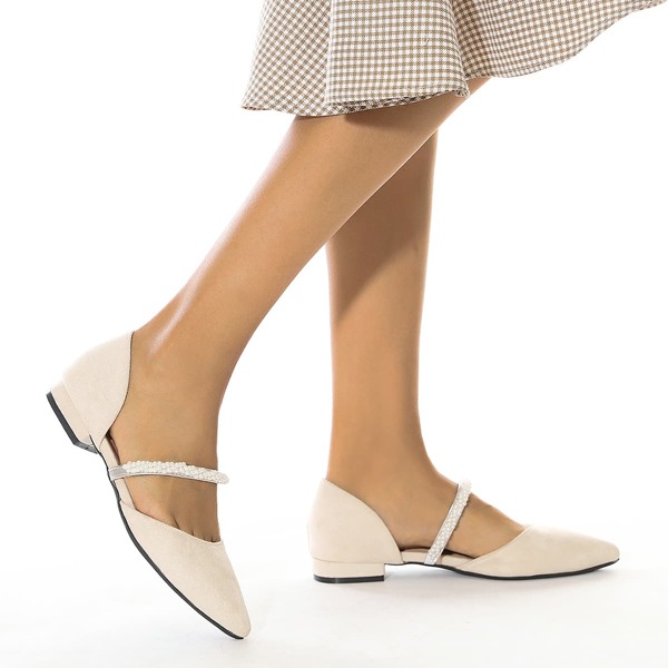 

Faux Pearl Decor Ballet Flats, Apricot
