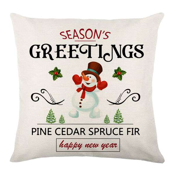 

Christmas Snowman Print Outdoor Waterproof Cushion Cover Without Filler, Multicolor