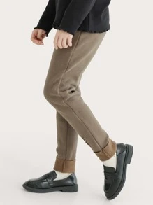 Niñas Leggings conejo con parche bajo de doblez - Marrón Mocha - Ver 3