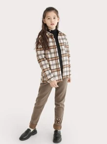 Niñas Leggings conejo con parche bajo de doblez - Marrón Mocha - Ver 6