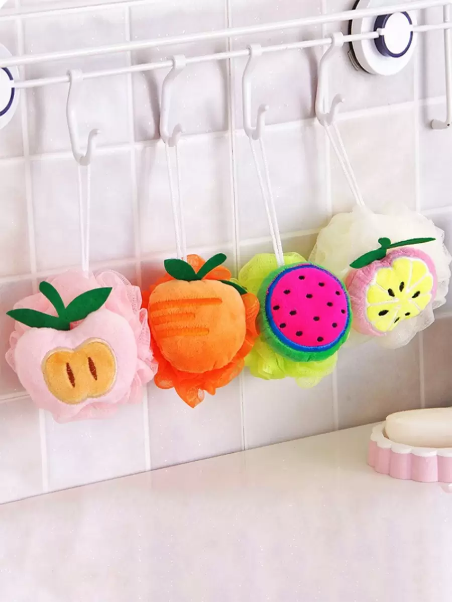 1 quả bóng tắm tạo bọt thiết kế hình trái cây ngẫu nhiên, bóng lưới tắm sáng tạo hoạt hình, xơ mướp tạo bọt cho phòng tắm trang trí phòng tắm mùa hè - Nhiều màu - Xem 1