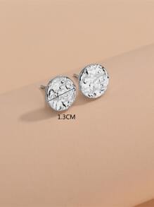 Round Stud Earrings - Silver - View 3