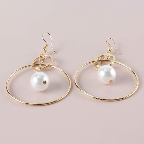 

Faux Pearl Decor Drop Earrings, Gold