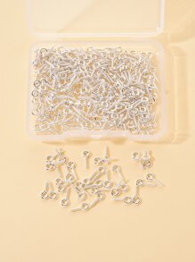 Hộp Vít Sắt Mắt Pin Peg Bảo Lãnh Cho Một Nửa Khoan Hạt Cừu Mắt Móng Tự Làm Phụ Kiện Trang Sức - Bạc - Xem 1
