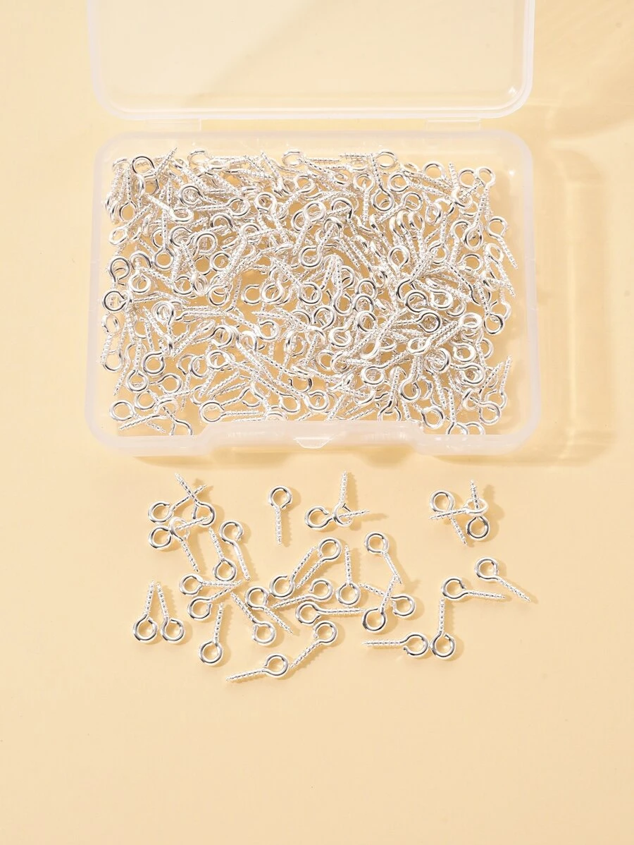 Hộp Vít Sắt Mắt Pin Peg Bảo Lãnh Cho Một Nửa Khoan Hạt Cừu Mắt Móng Tự Làm Phụ Kiện Trang Sức - Bạc - Xem 1