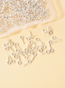 Hộp Vít Sắt Mắt Pin Peg Bảo Lãnh Cho Một Nửa Khoan Hạt Cừu Mắt Móng Tự Làm Phụ Kiện Trang Sức - Bạc - Xem 2