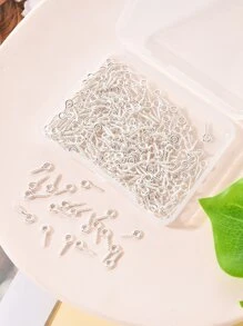 Hộp Vít Sắt Mắt Pin Peg Bảo Lãnh Cho Một Nửa Khoan Hạt Cừu Mắt Móng Tự Làm Phụ Kiện Trang Sức - Bạc - Xem 4
