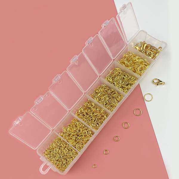 

1box Round DIY Jewelry Accessory, Gold