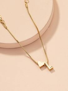 1 pieza pulsera de decoración de corazón y letras, joyería de cobre - Amarillo Oro - Ver 2