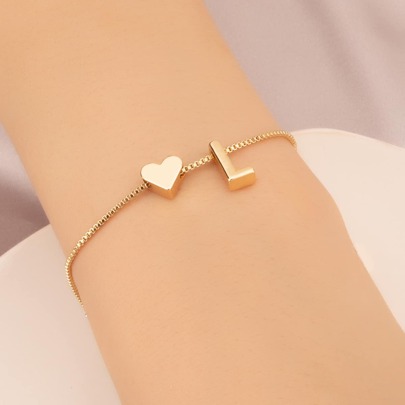 Heart & Letter Decor Bracelet