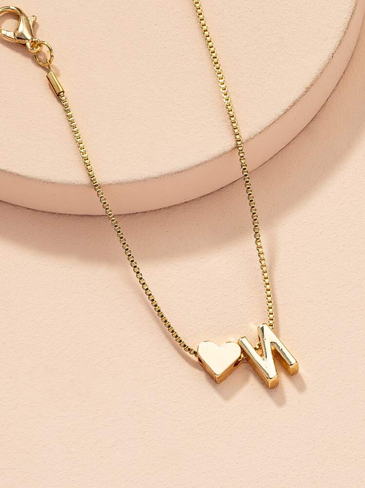 1 pieza pulsera de decoración de corazón y letras, joyería de cobre - Amarillo Oro - Añade 2