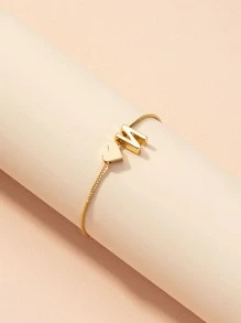 1pc Heart & Letter Decor Bracelet Copper Jewelry