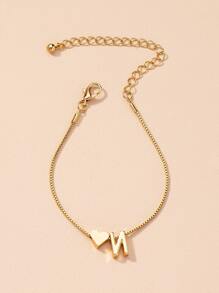 1pc Heart & Letter Decor Bracelet Copper Jewelry