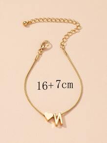 1pc Heart & Letter Decor Bracelet Copper Jewelry