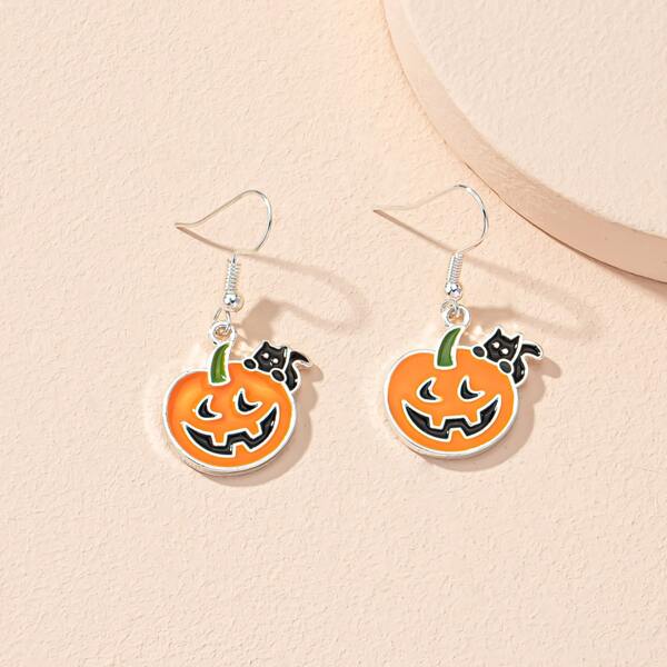 

Halloween Pumpkin Decor Drop Earrings, Multicolor