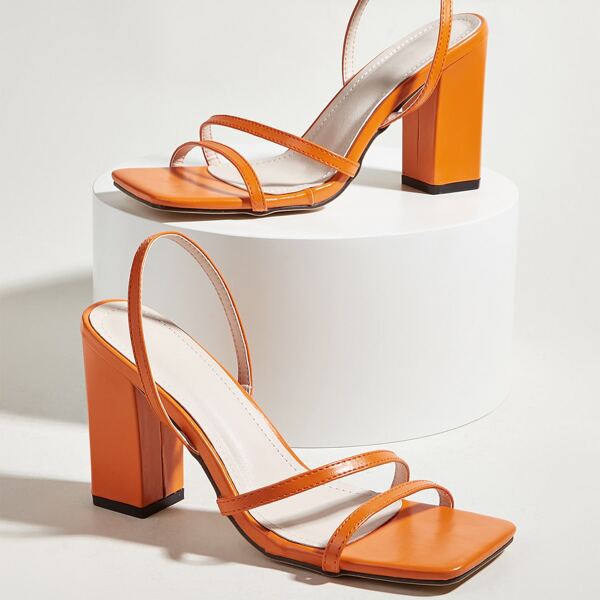 

Minimalist Chunky Heeled Slingback Sandals, Orange