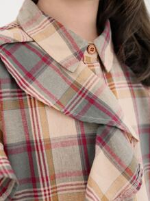 Girls Plaid Ruffle Trim Shirt Dress