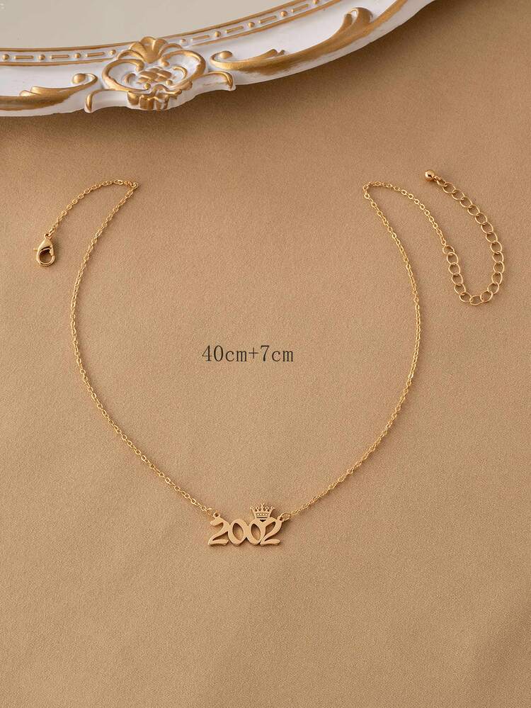 Year Number Charm Necklace - Yellow Gold - View 5
