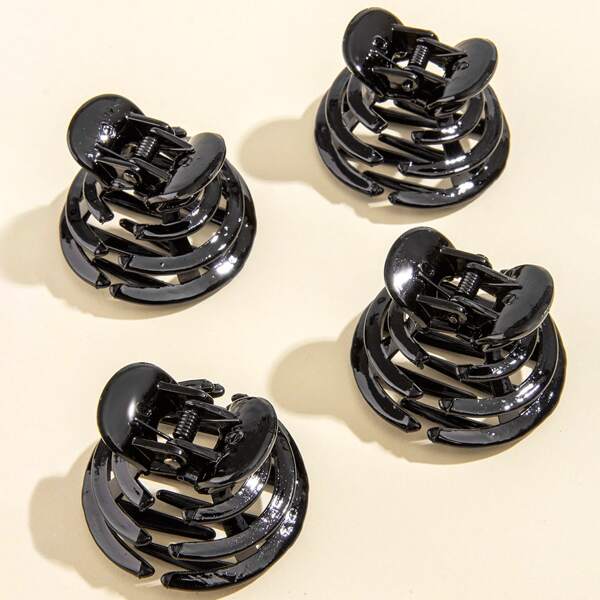 

4pcs Solid Hair Claw, Black