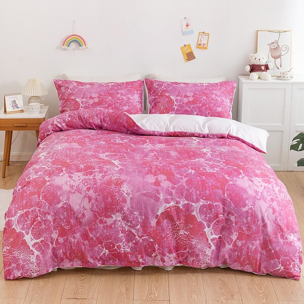 

Splash Paint Pattern Duvet Cover Set Without Filler, Pink