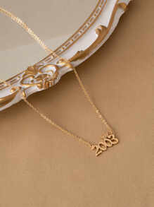 年號吊飾項鍊 - 金黃色 - 查看 2