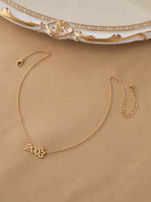 年號吊飾項鍊 - 金黃色 - 查看 3